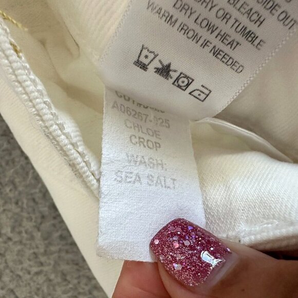 AMO Chloe Crop Jeans In‎ Sea Salt White Denim Organic Cotton - Picture 10 of 16